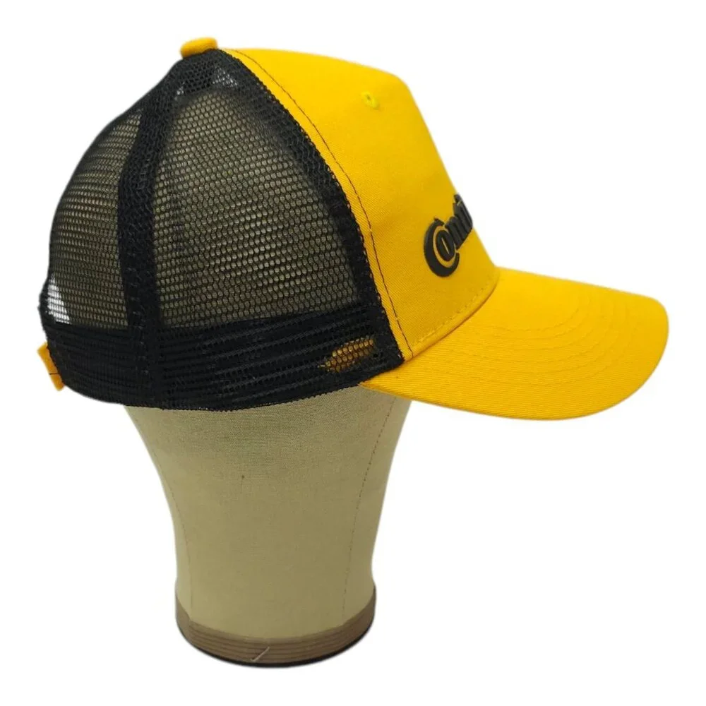 Continental Tire Rubberized Logo Mesh Strapback Cap Trucker Baseball Hat Yellow